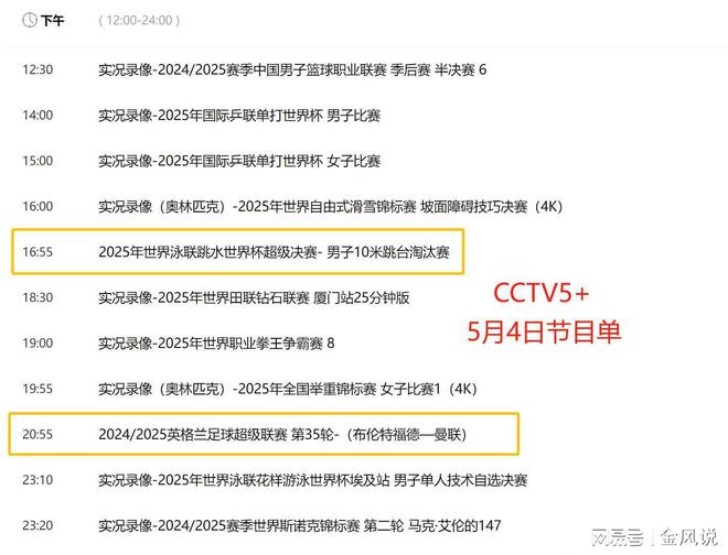 重要调整！5月4日央视体育直播节目时间表：CCTV5、CCTV5+节目单(图5)